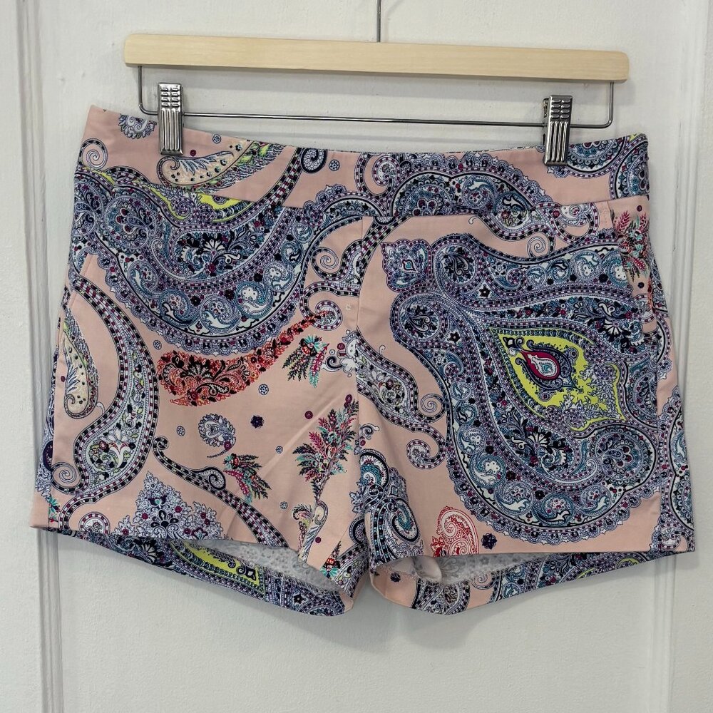 EXPRESS Women's Pink/Blue Paisley Print Chino Shorts 4'' Inseam, Size 6